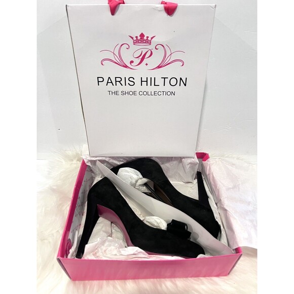 Paris Hilton Black Heels Women Size 9M Amelie Black Suede Platform Pumps Heels - Picture 3 of 10